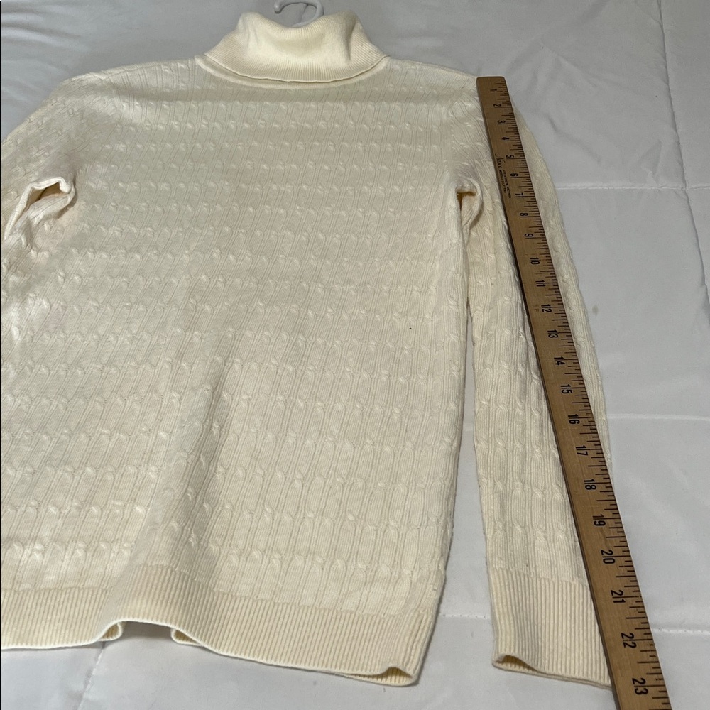Talbots Cream Ribbed Turtleneck - Picture 4 of 7